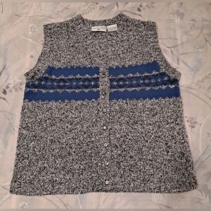 Women's Kathy Ireland Gray Button Up Sweater Vest Size Medium